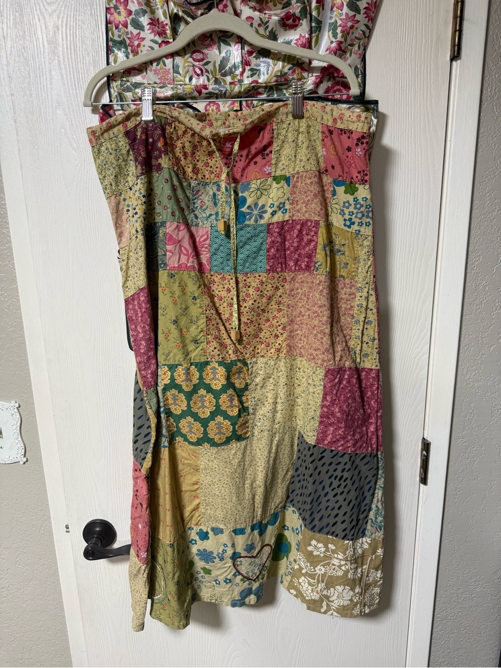Blue Sky Patchwork Maxi Skirt in Pink, Green, Teal and Mustard